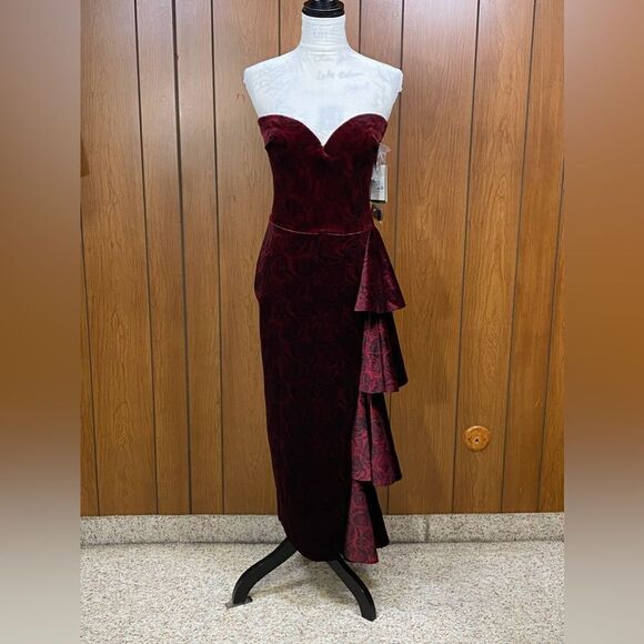 Chiara Boni Velvet Rose-Print Midi-Dress size 6 - Picture 6 of 15